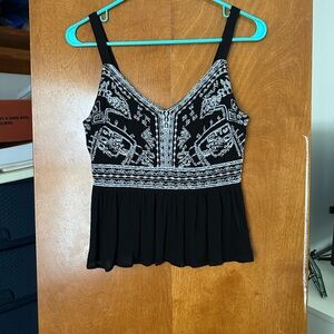 Japna Black and White Embroidered Camisole
